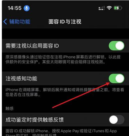 揭西苹果14维修网点分享iPhone14注视感知功能有什么用 